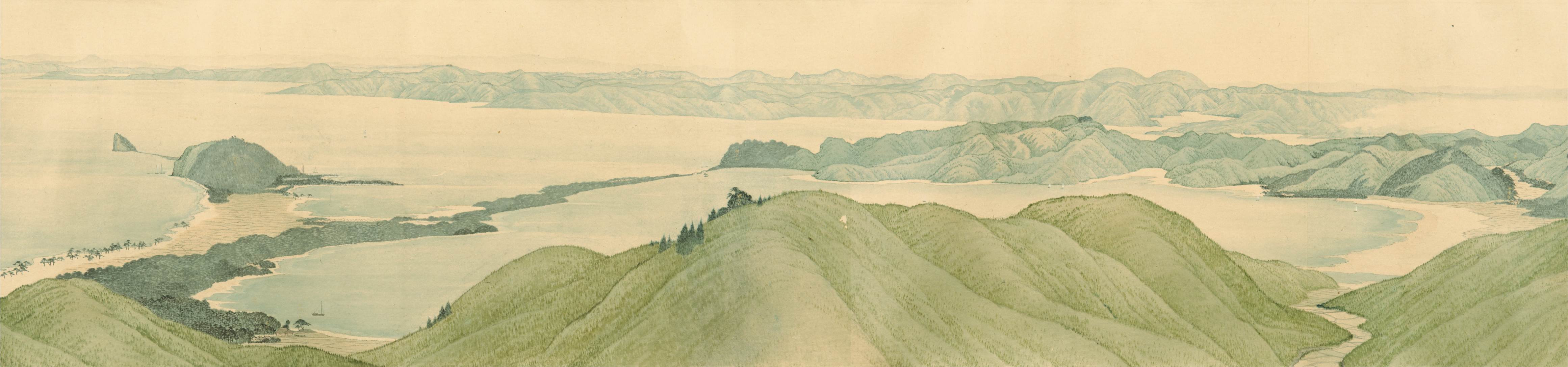 原在正《富士山図巻》第10巻（部分）個人蔵　静岡県立美術館